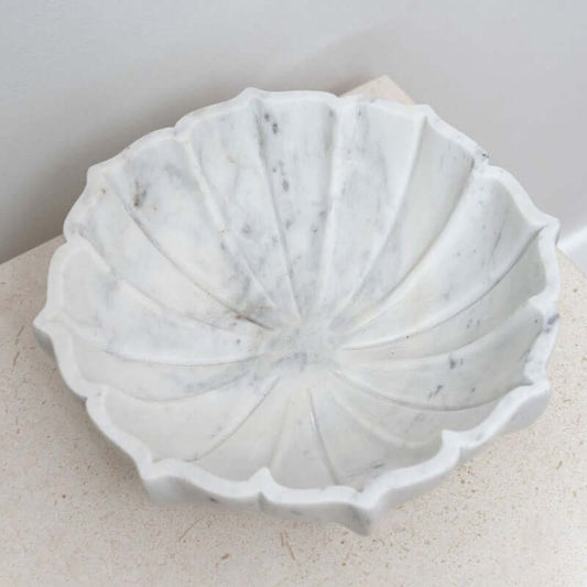 House of 9 Fiora Marble Bowl White